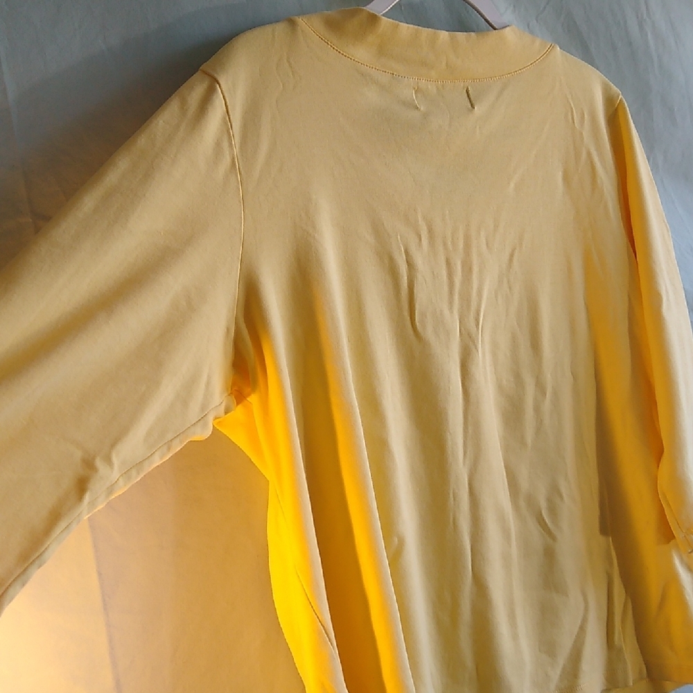 Liz Claiborne 1X Baby-Yellow 3/4 Sleeve V-Neck Top - Picture 7 of 10